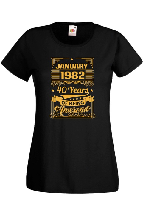 Tricou dama, TraLaLa, Bumbac, Ianuarie 1982 40 de ani sa fie minunat, Negru, M