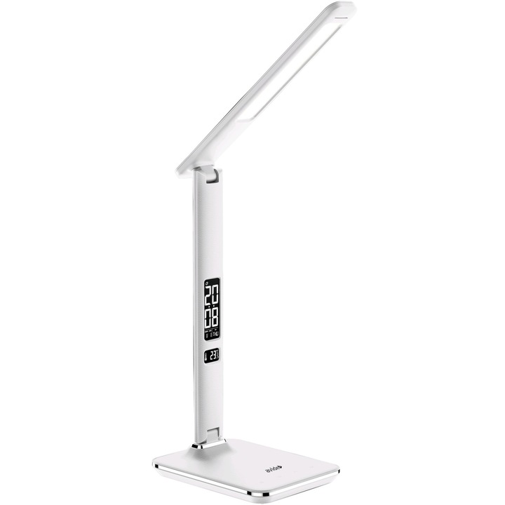 Avide Office LED asztali lámpa, 6 W, 350 lm, állítható fény, naptár, műbőr, fehér
