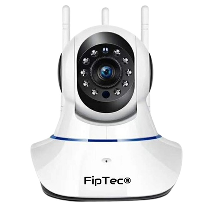 FipTec LV07 Pro Okos kamera, WiFi, Full HD, mozgás- és hangriasztás, éjszakai látás, kétirányú hang, Android, Apple vagy számítógépes vezérlés, fehér