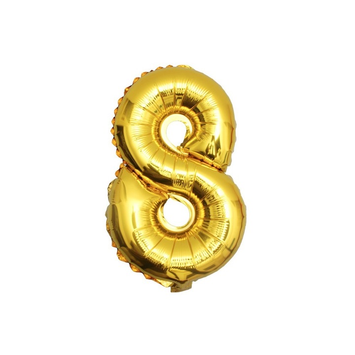 Златен балон с форма на номер осем