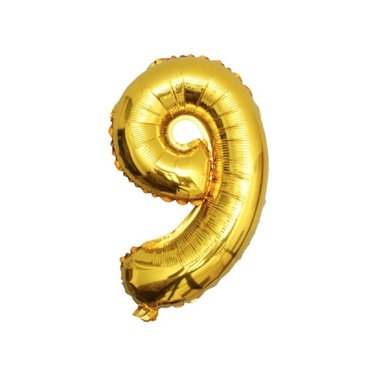 Златен балон с форма на номер девет