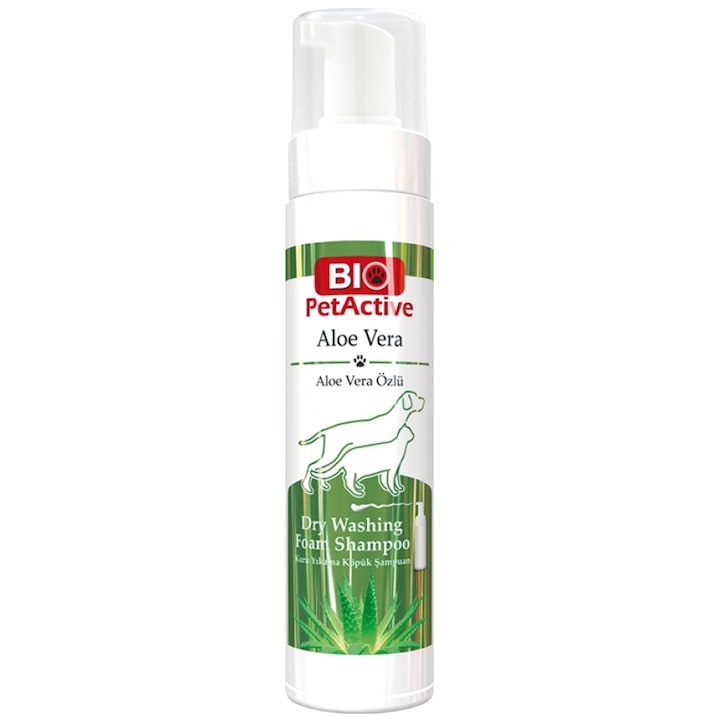 Szárazhabos sampon kutyáknak és macskáknak, BIOPET Aloe Vera száraz mosóhab sampon 200ml