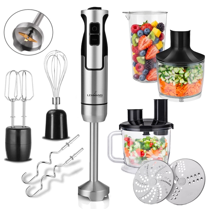 Mixer vertical, Lehmann, Chopsui, Tocare, 1200 W, 8 viteze, Capacitate 1.5 l, Argintiu
