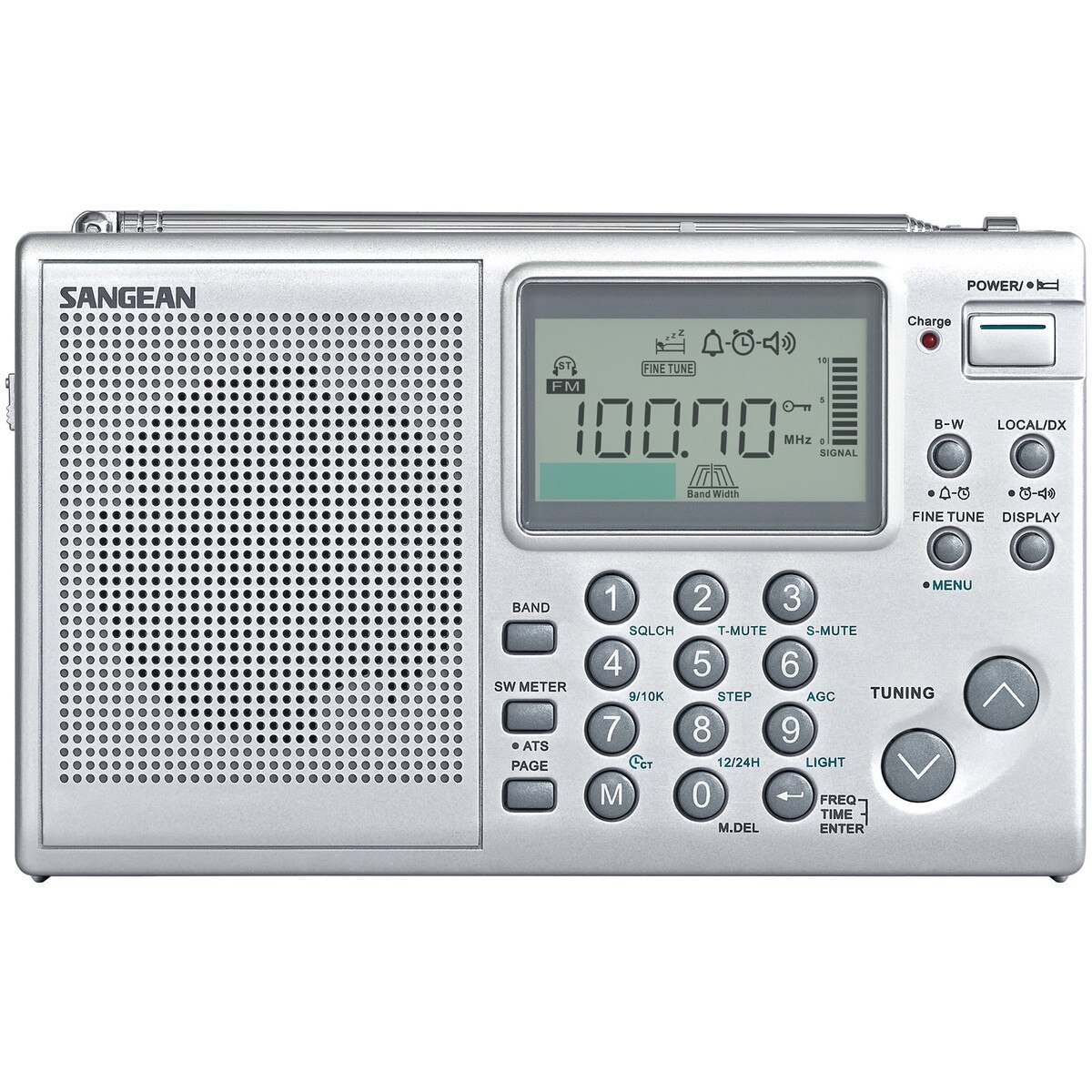 Radio portabil Sangean ATS-405, AM/FM/SW, Argintiu
