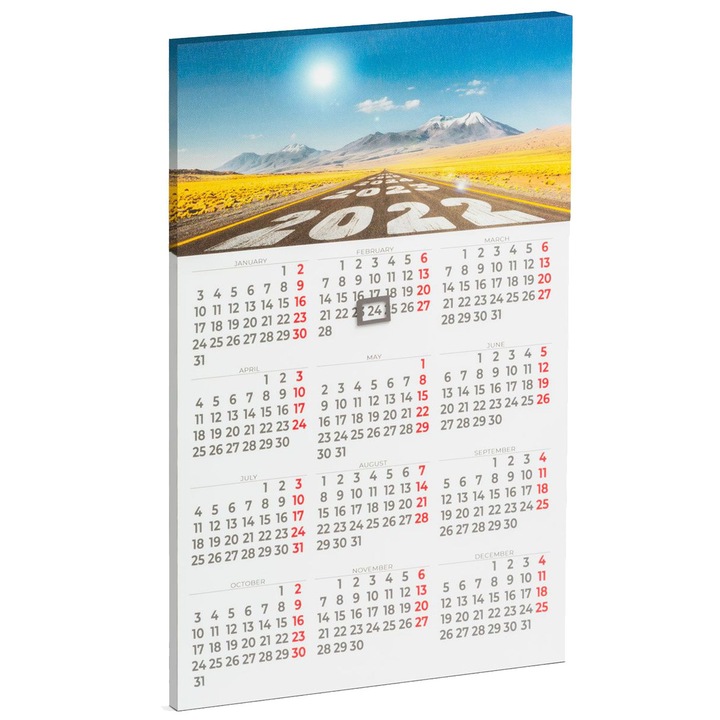 Calendar de Perete cu Iluminare LED pentru Anul 2022, Baterii 2xAA, 50x30cm