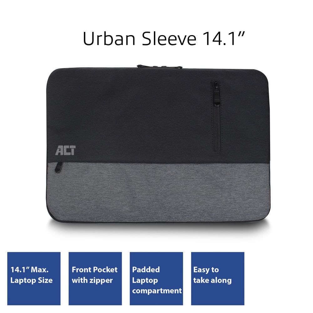 Husa laptop Urban 14.1", Act, Nylon, Negru/Gri