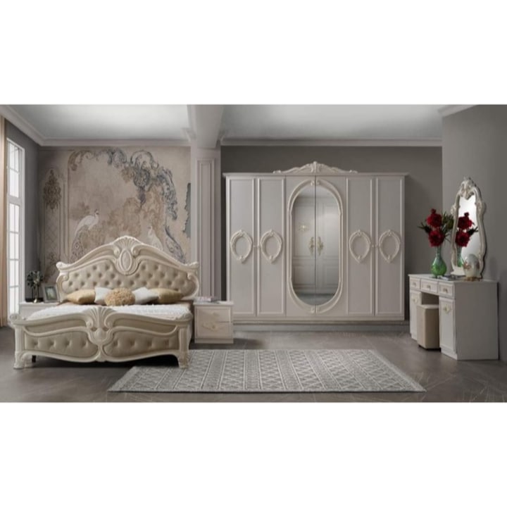 Dormitor italian clasic, crem mat, Nora - 160x200cm