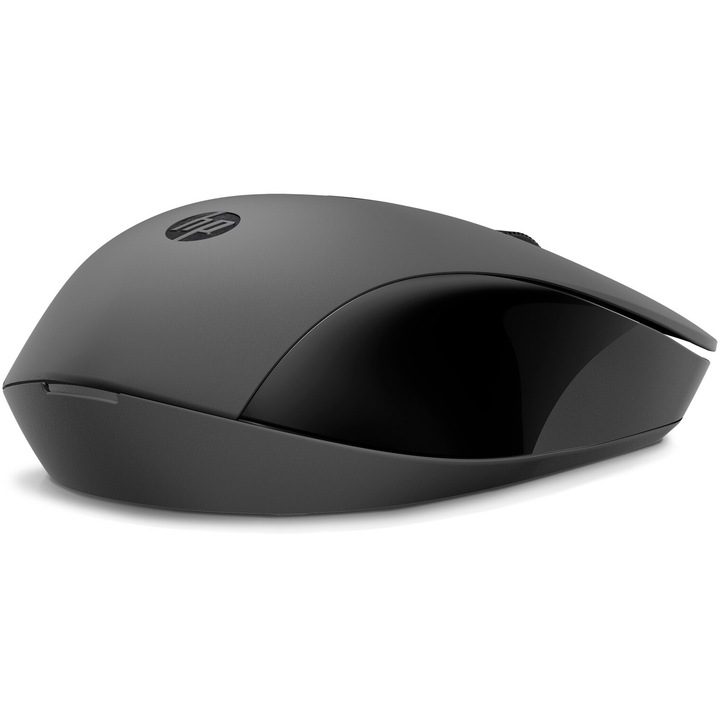 Mouse wireless HP 150, dongle USB 2,4GHz, autonomie max. 10 luni, 1600 DPI, 3 butoane, baterie AAA inclusa, negru