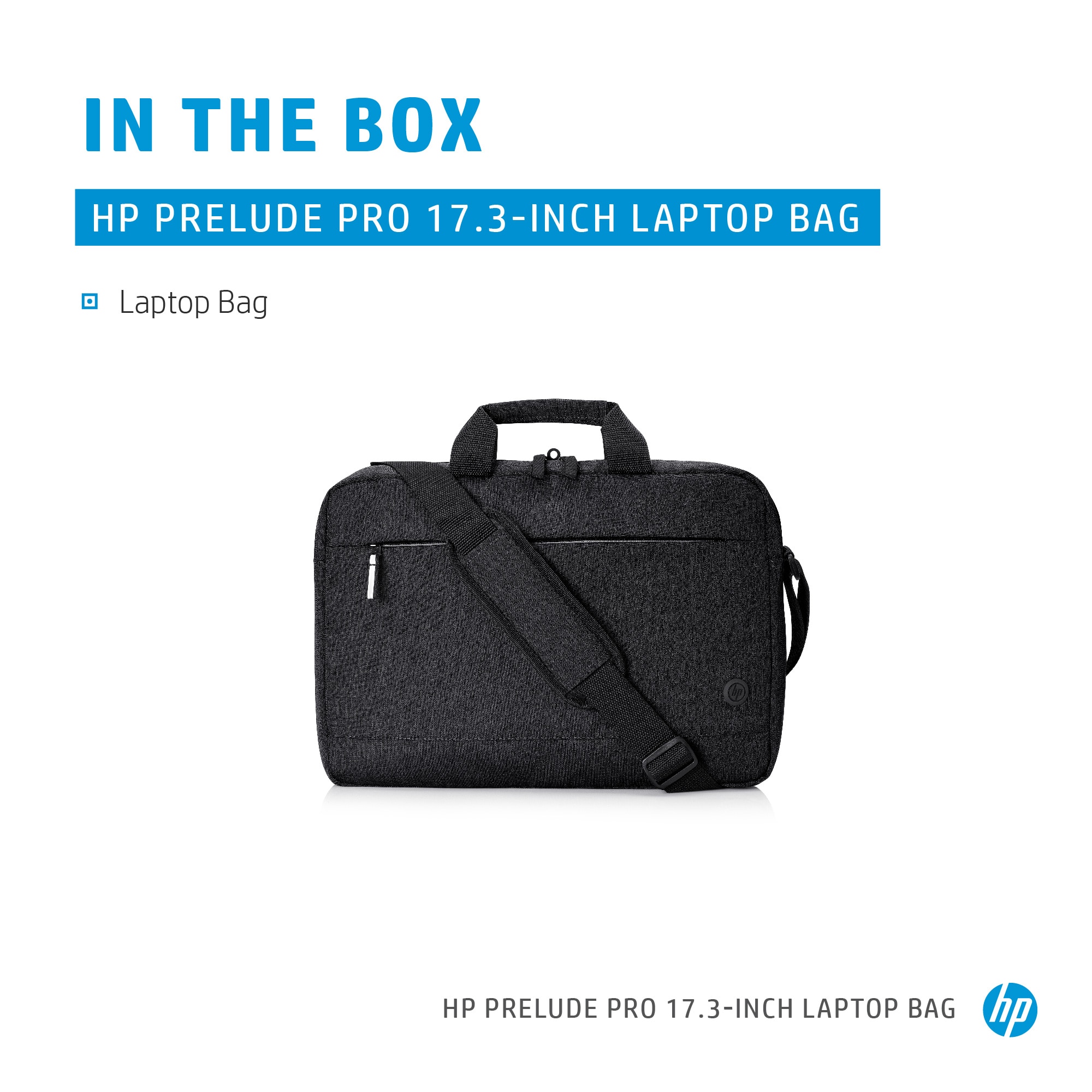 Geanta laptop HP Prelude Pro, 17,3 inch, realizata 65% din materiale reciclate, rezistenta la apa, curea de umar captusita, negru