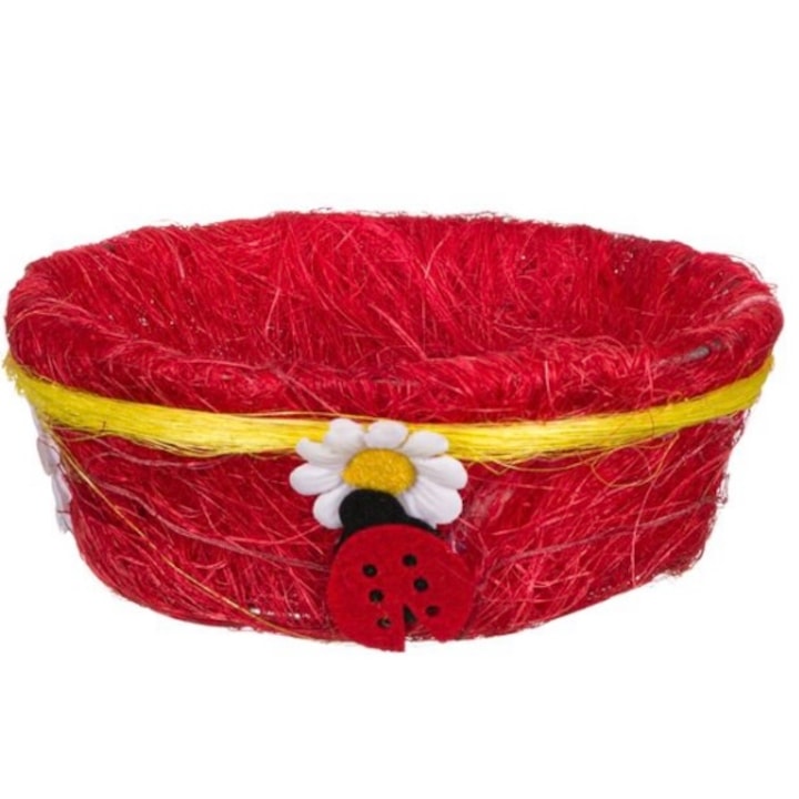 Cos decorativ oua Paste, multicolor, buburuza, 18 x 7 cm