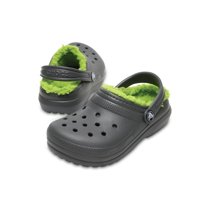 Детско кожено сабо, Crocs™ Classic Lined Clog, Croslite™ Foam, Green, 23.5 EU, 887350983050