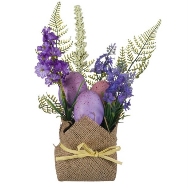 Ghiveci decorativ lavanda, multicolor, 9 x 7 x 26 cm