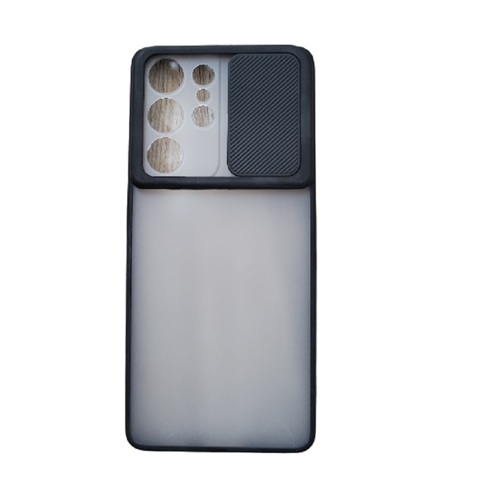 Husa cu protectie camera slide compatibila cu Samsung Galaxy S21 Ultra, Negru