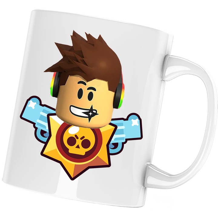 Cana personalizata alba, "Roblox Player Brawl Stars", 330 ml