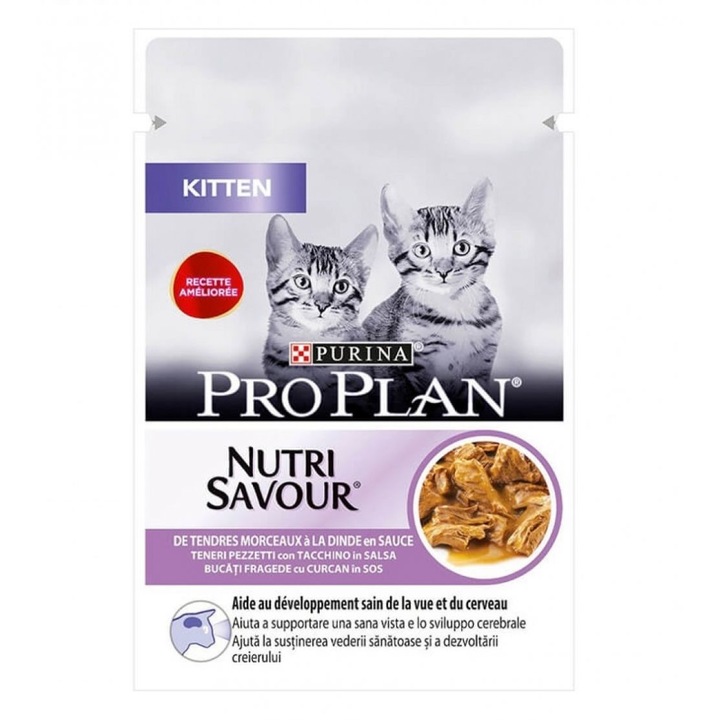 Hrana umeda pentru pisici, Pro Plan, Kitten, Curcan, 26 x 85g