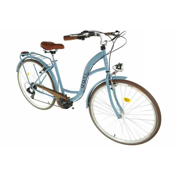 Bелосипед Davi™ Emma, 7 скоростен, Градски, Kолела 28", 160-185 cm височина, Син/кафяво