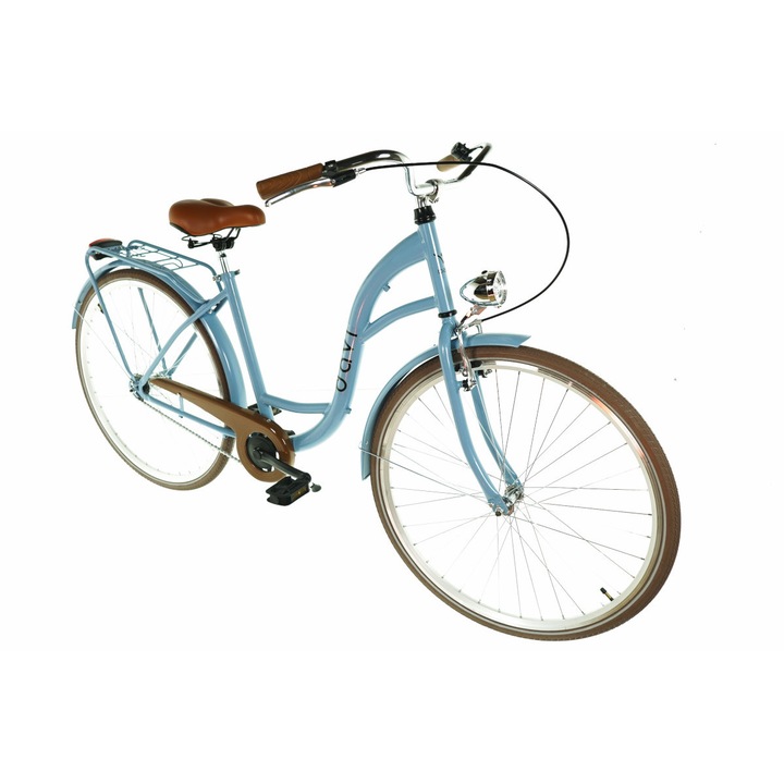 Bелосипед Davi™ Lila, 1 скоростен, Градски, Kолела 28", 160-185 cm височина, Син/кафяво