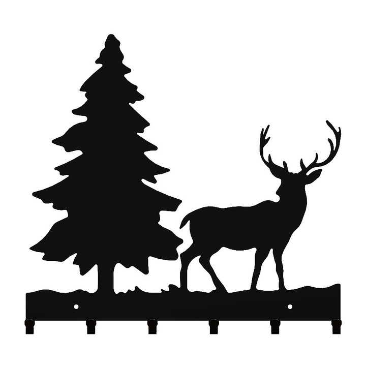 Закачалка за ключове SCUT PROTECTION SRL Елен, 6 куки, 25 x 24 см, Черен