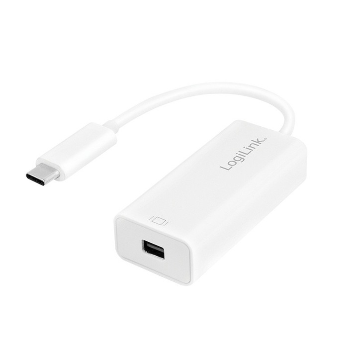 Adaptor LogiLink, USB 3.2, Gen 1x1 la Mini DP, Alb