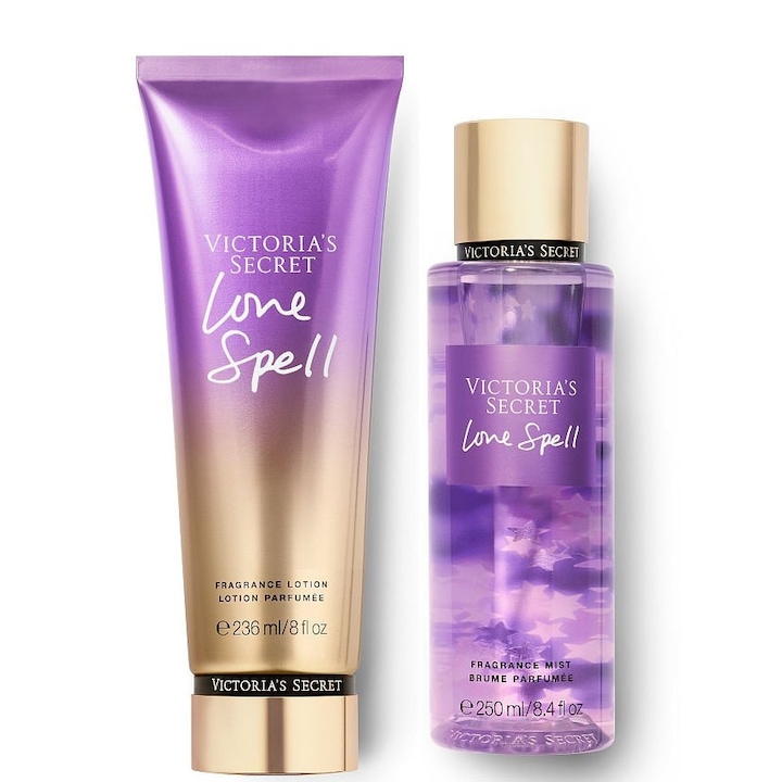 Állítsa be a Victoria Secret, Love Spell. Cherry Blossom & Fresh Peach testpermet 250 ml és testápoló 236 ml