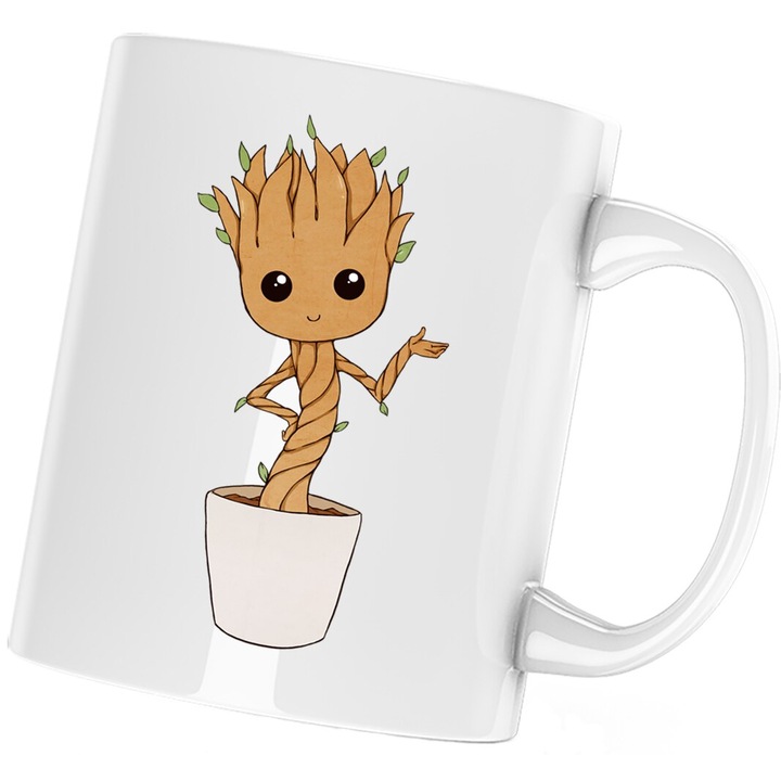 Cana personalizata alba, "Baby Groot Dragobete Valentines Day Bebe", 330 ml