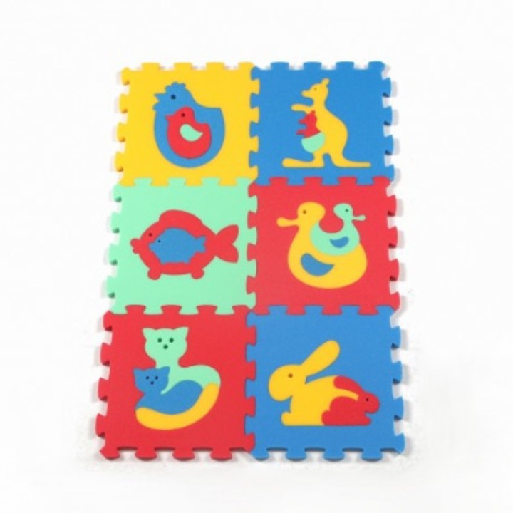 Covor pentru copii Uniform Animals I, Toyformat, Spuma de polietilena, 58x86 cm, Multicolor