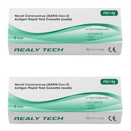 Set 10 (2 x 5) Teste Rapide Covid-19 Antigen, Realy Tech, pentru uz profesional