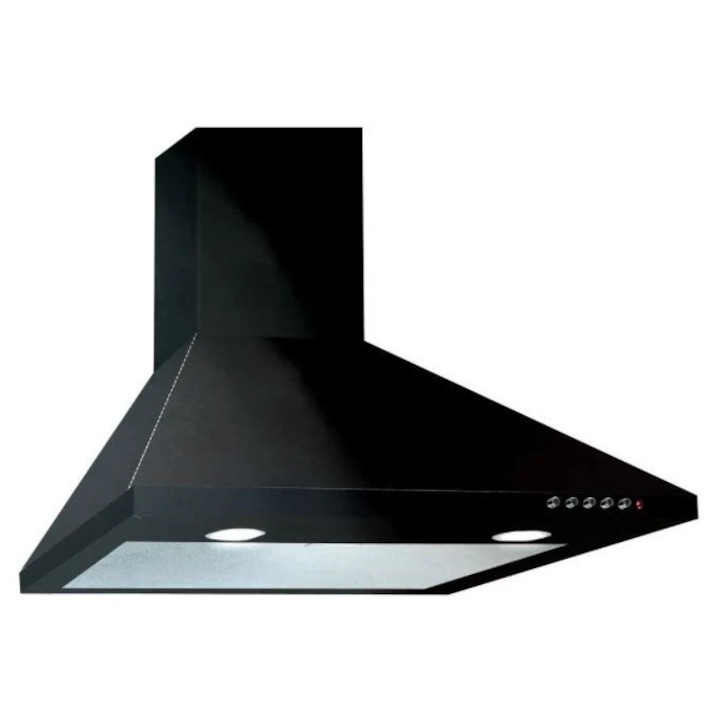 Hota Master Kitchen MKHD T9081ED-TouchBK/XS 800Mc/h Latime 90cm Clasa A Control Slide Touch 3 Filtre Aluminiu Sticla Neagra/inox