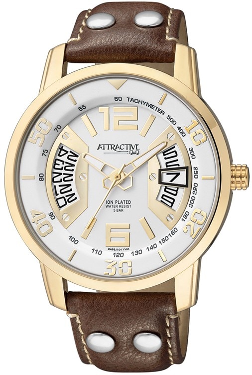 Ceas barbatesc Q&Q Coupe Brown & Gold - DA68J104Y