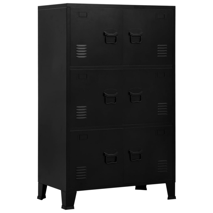 vidaXL ipari fekete acél ipari tárolószekrény 6 ajtóval 75 x 40 x 120 cm 145359