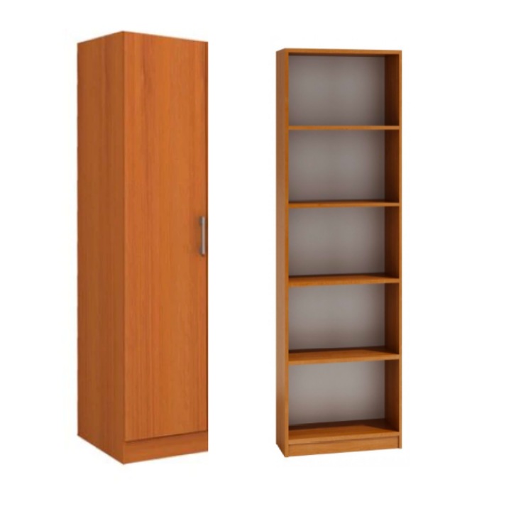 Dulap cu o Usa si 4 Polite, 200X45X45 cm, Cires, din Pal de 18mm