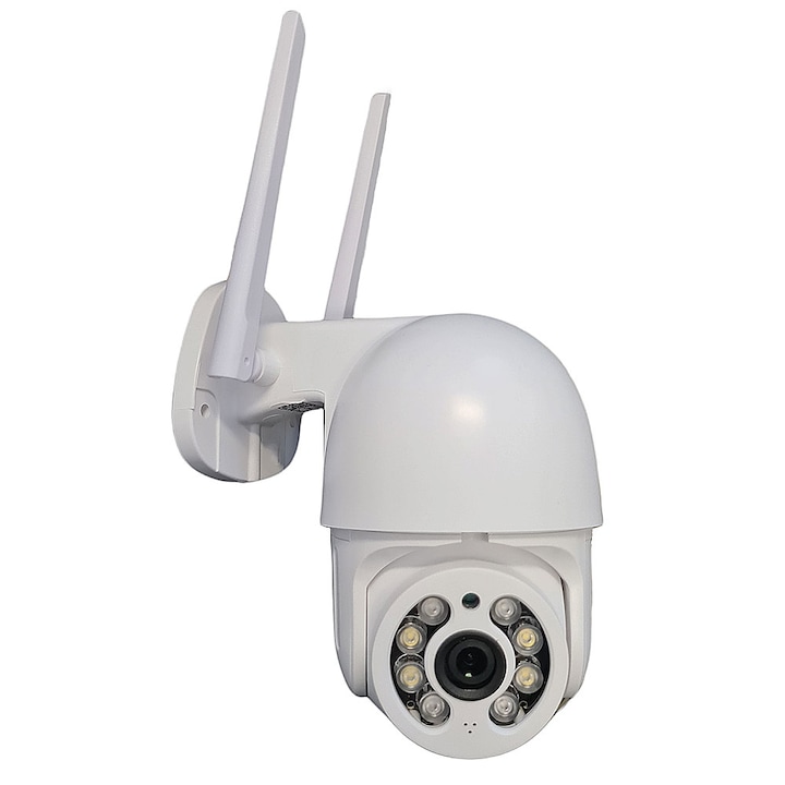 Camera De Supraveghere Video Wireless SIKS®, Pentru Exterior, Rotatie 360 De Grade, Mod De Vedere Nocturna, Alb