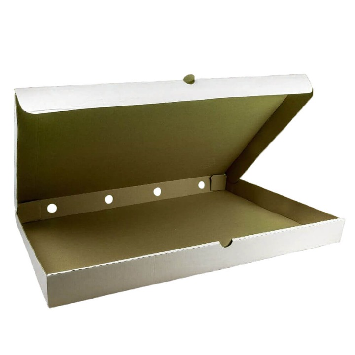 Set 100 Cutii Pizza Neimprimate Megacart, Alb, 300x200x40 mm, Carton