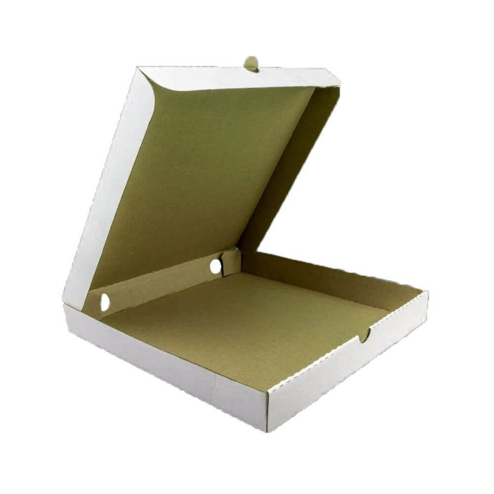 Set 100 Cutii Pizza Neimprimate Megacart, Alb, 200x200x40 mm, Carton