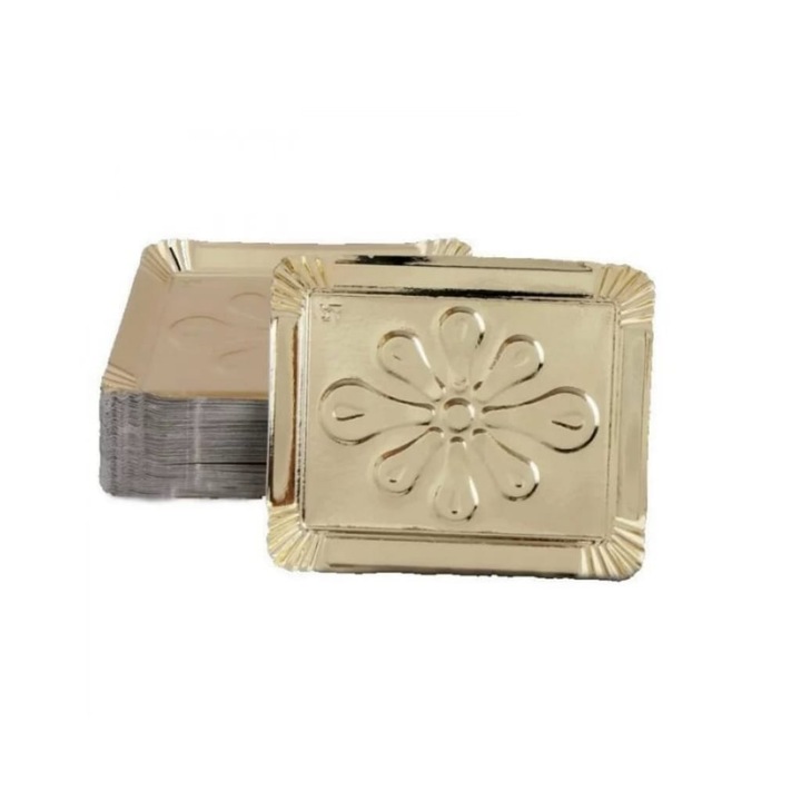 Set tavite aurii pentru prajituri T4, 100 buc, dimensiune 13,5X16,5 cm