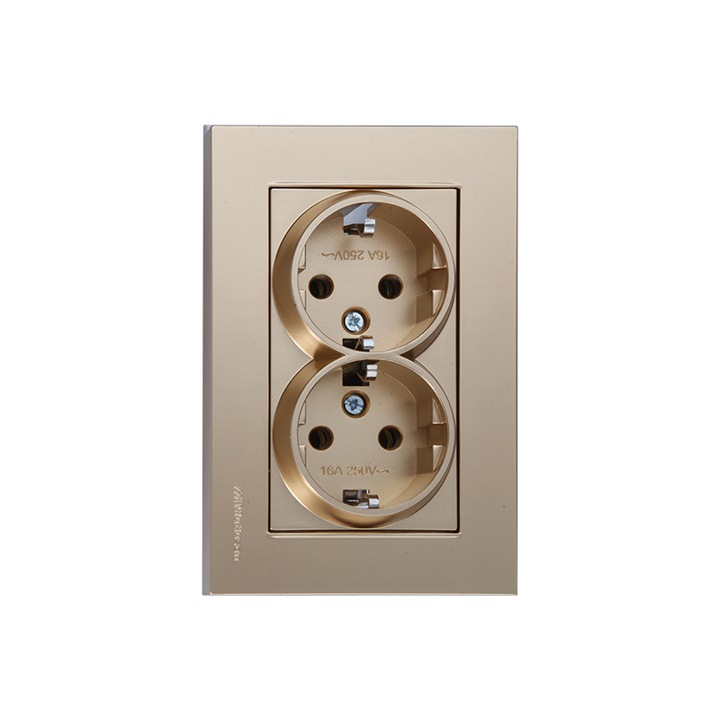 Двоен контакт шуко Mutlusan Рита, 16А, Злато