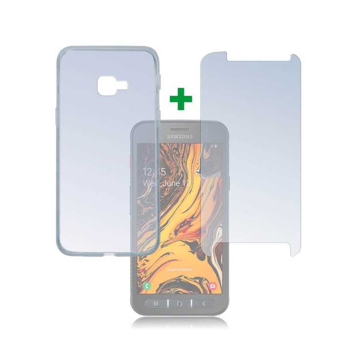 4smarts 360° Protection Set - тънък силиконов кейс и стъклено защитно покритие за дисплея на Samsung Galaxy Xcover 4s (прозрачен)