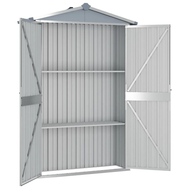 Sopron de gradina vidaXL, Otel, 107,5 x 46 x 183 cm, Gri, 46302