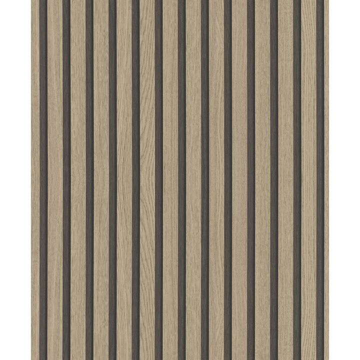 Tapet modern, imitatie lambriu din lemn, maro, Botanica, 33960 0.53m x 10m