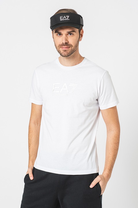 EA7, Kerek nyakú logómintás póló, Fehér