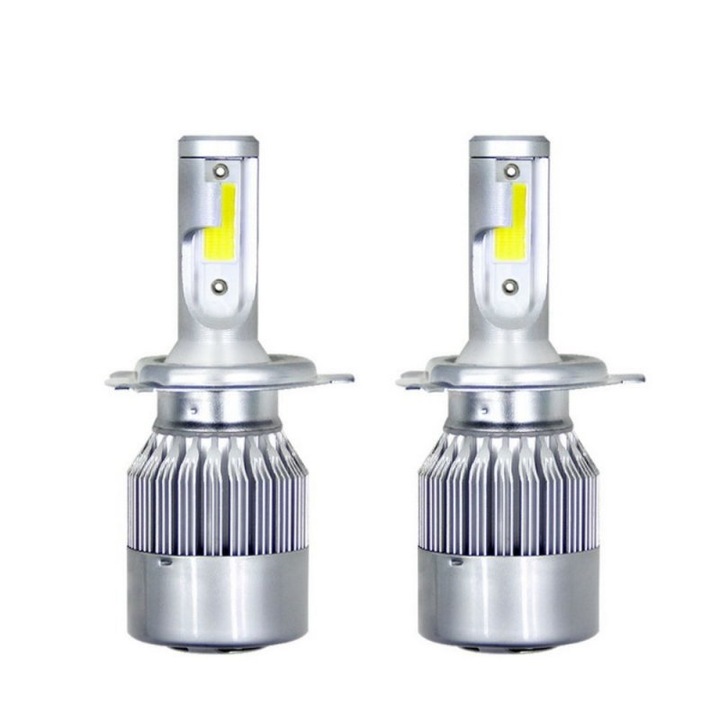 Set 2 becuri led soclu H4 pentru far auto, putere 36W, 6500K, 3800 Lumeni, 8-48V