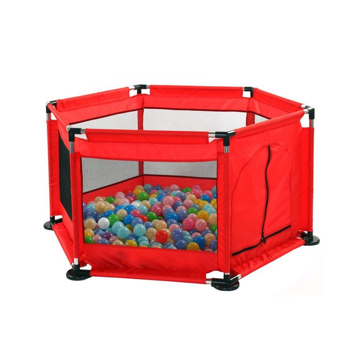 Tarc de joaca metalic pentru copii 128 x 113 x 65 cm Rosu