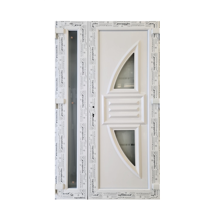 Usa de intrare (interior/exterior), Termopan/PVC, 6 camere, Dubla Luna Big, culoare Alb, dimensiune 120x200
