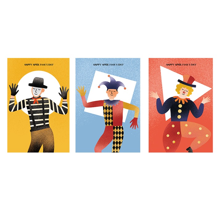 Set Tablouri Canvas - Colectia Camere de Copii, Clovni, 3 piese, Multicolor, 90x50 cm