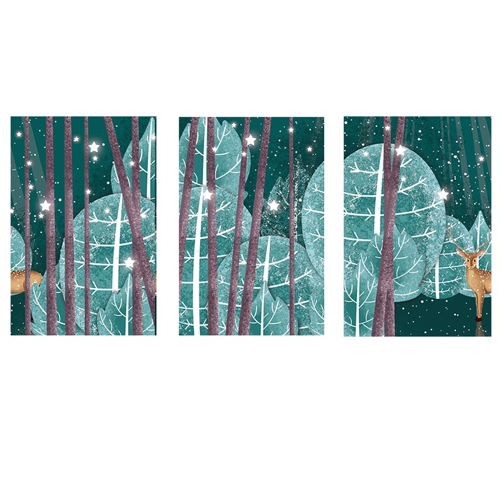 Set Tablouri Canvas - Colectia Camere de Copii, Munte, 3 piese, Multicolor, 90x50 cm