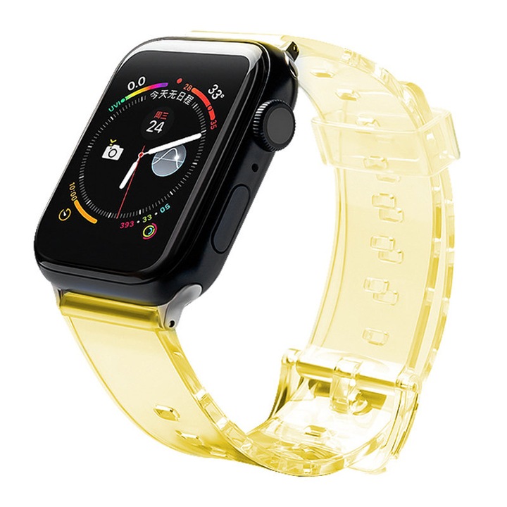 Каишка Hurtel, съвместима с Apple Watch 6/5/4/3/2/SE (40 mm/38 mm), полиуретан, жълт