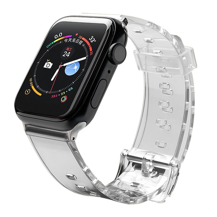 Каишка Hurtel, съвместима с Apple Watch 6/5/4/3/2/SE (40 mm/38 mm), полиуретан, черен