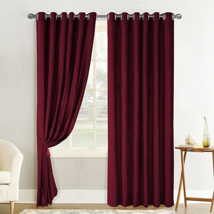 Bordó bársony függöny szett, 2 db x 150 cm hosszú / 220 cm magasság