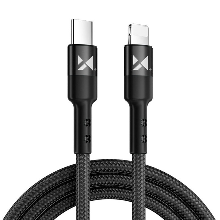 Cablu de date Wozinsky, USB tip C - Lightning, 18W, 2 m, Negru