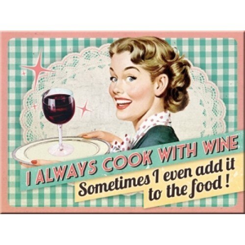 Magnet frigider - Cook With Wine